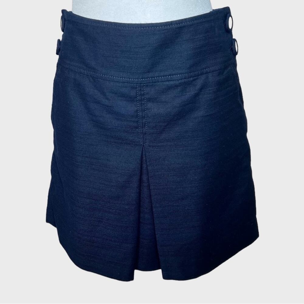 J. Crew Sailor Skirt 8 Inverted Pleat Navy Mini Linen Cotton Nautical Classic